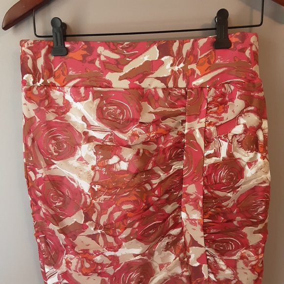 EMMA Europe Geometric Floral Rushed Stretchy Pencil Skirt, Size EU36 / US4 - Picture 2 of 13